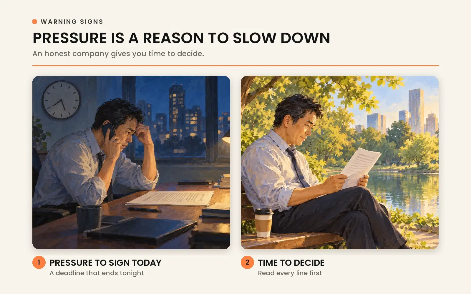 Pressure is a reason to slow down: avoid false same-day deadlines and take time to read every line of the publishing agreement.