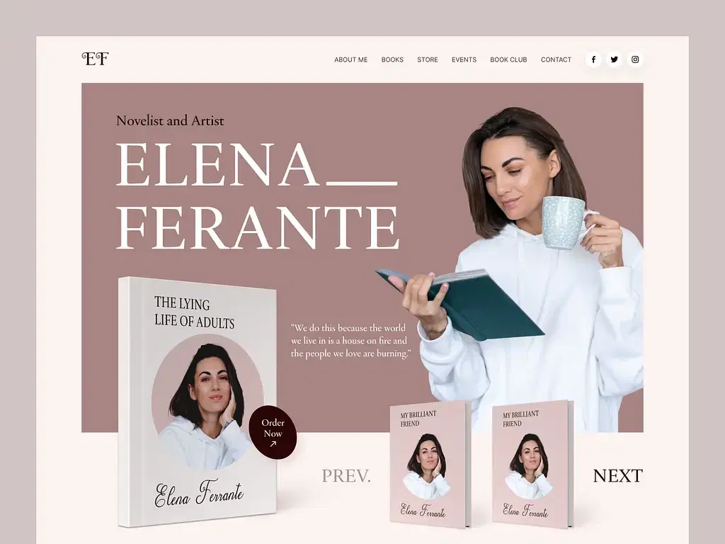 Author Website service example