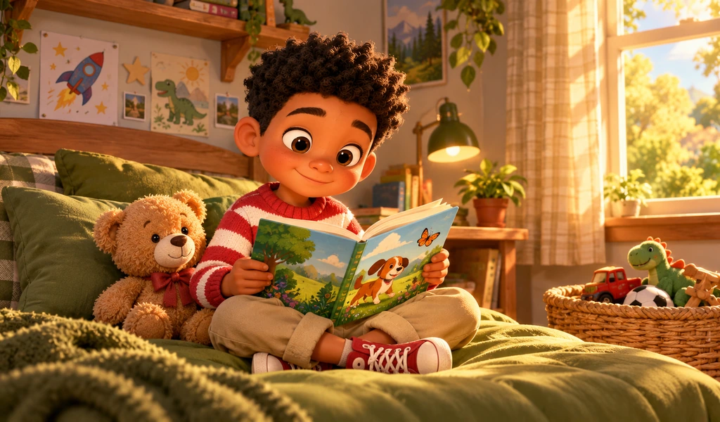 Child reading The Backpack That Could Talk
