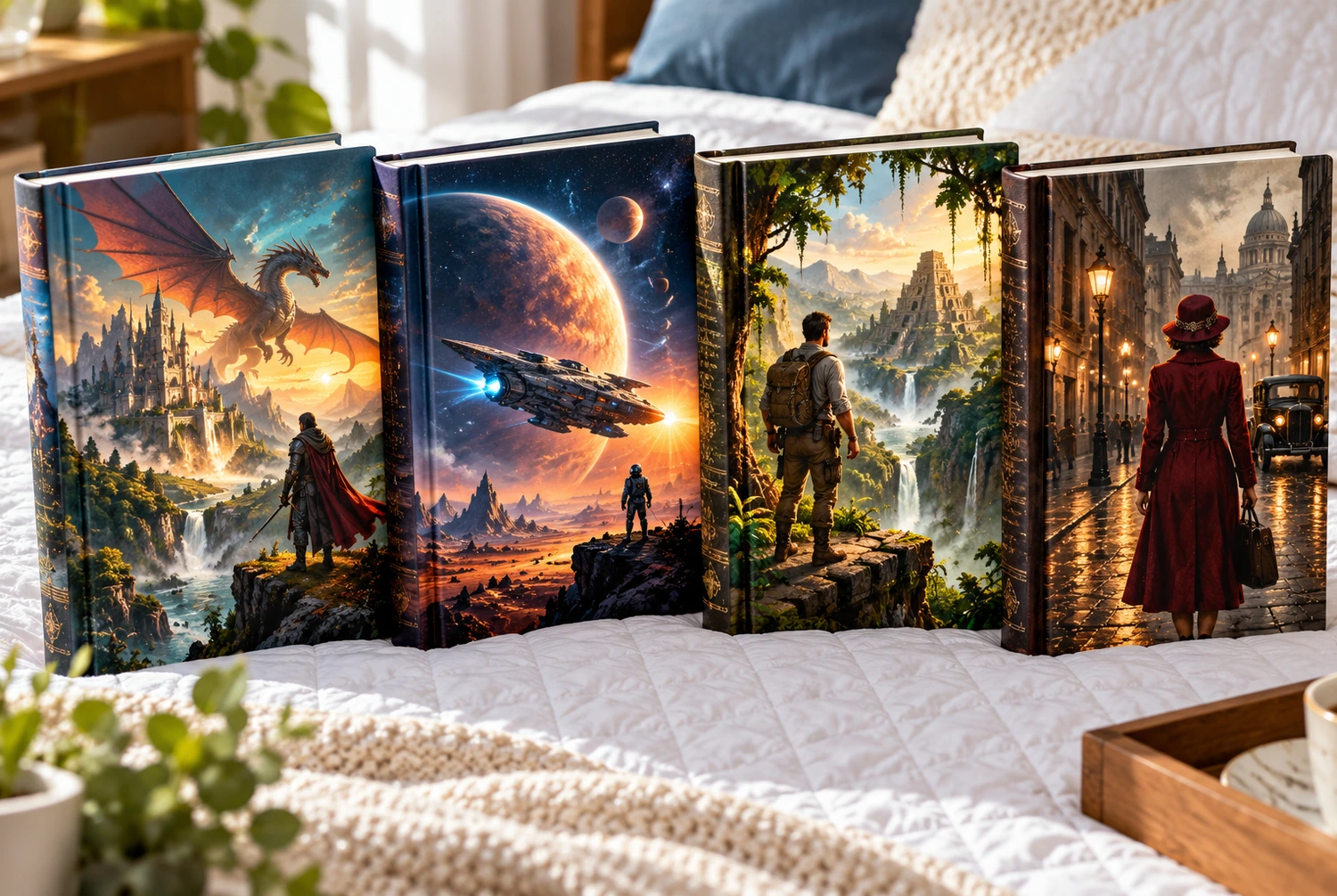 Colorful Fiction Books Standing