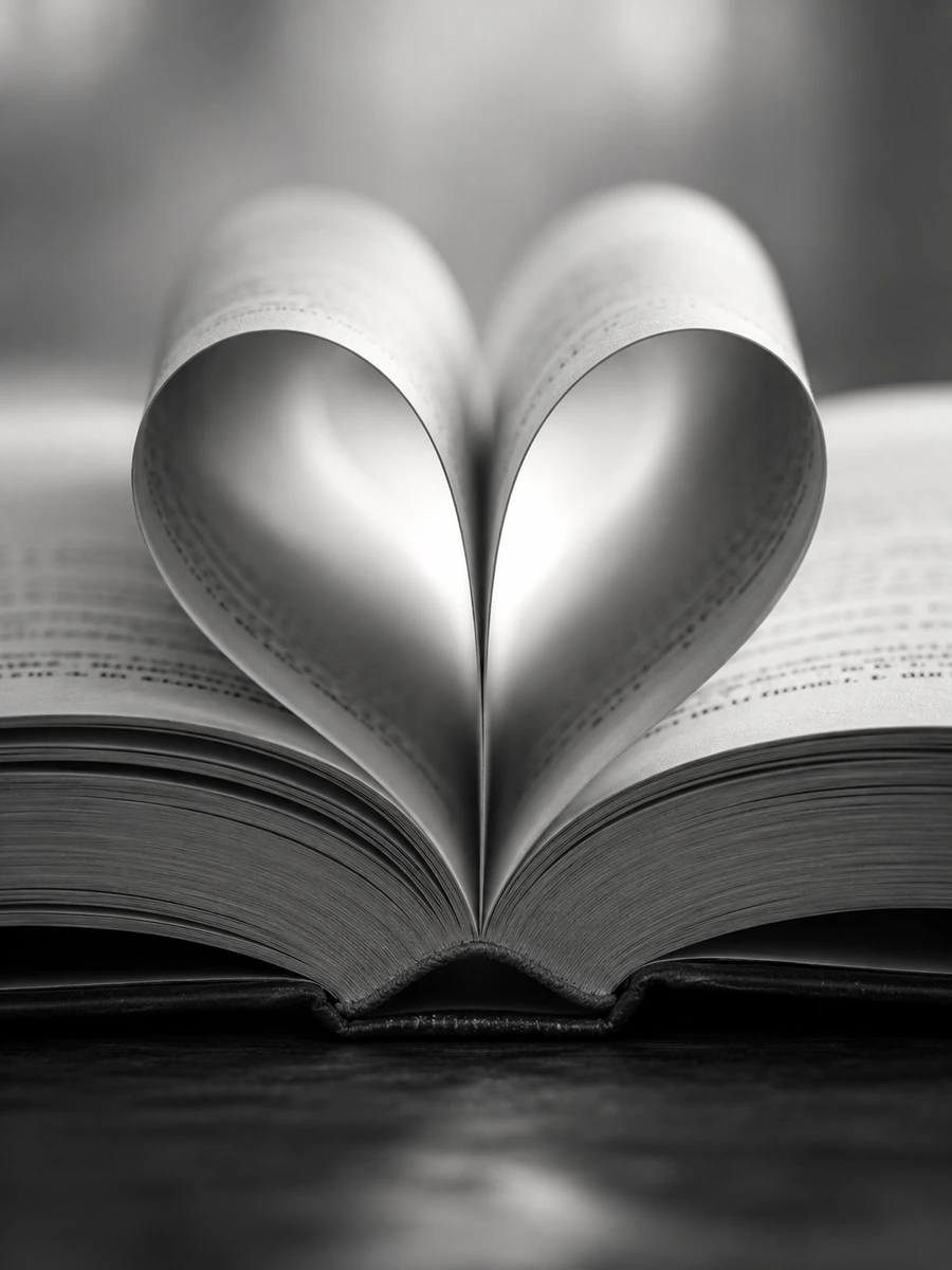 Book Pages Curled into a Heart